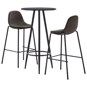 vidaXL Ensemble de bar 3 Pièces Tissu Gris foncé