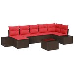 vidaXL Ensemble de canapé de jardin 8 Pièces Marron polyrotin