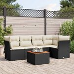 vidaXL Salon de jardin 6 Pièces avec coussins noir résine tressée