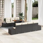 vidaXL Ensemble de canapé de jardin 8 pièces avec coussins noir poly rotin