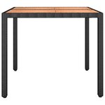 vidaXL Table de jardin plateau en bois Noir Résine tressée bois massif