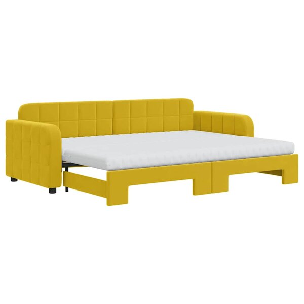 vidaXL Lit de jour avec lit gigogne et matelas jaune 80x200 cm velours