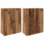 vidaXL Armoires Murailles 2 Pièces Bois ancien 69 5 x 34 x 90 cm