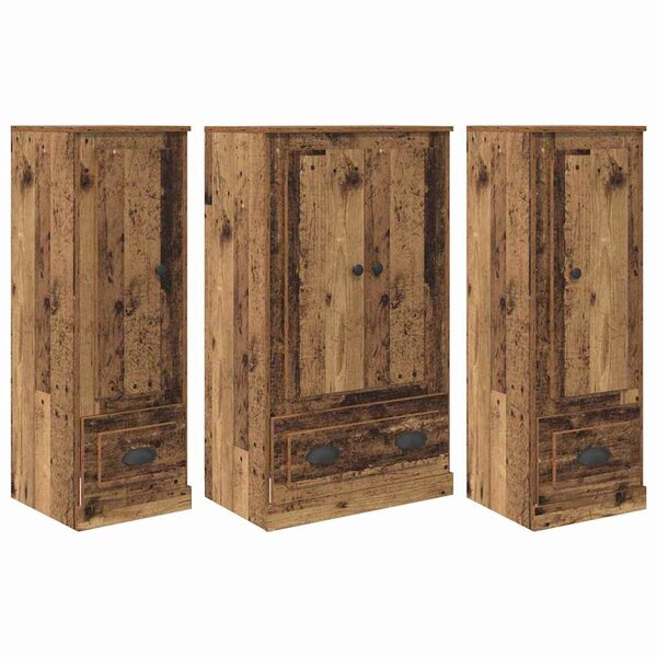 vidaXL Haut Armoire avec tiroir 3 Pièces Bois Ancien Bois d'ingénierie