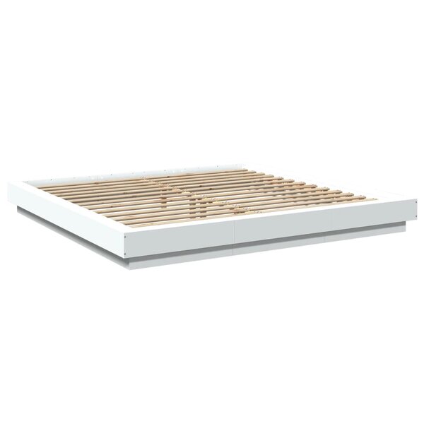 vidaXL Cadre de lit blanc 200x200 cm bois d'ingénierie