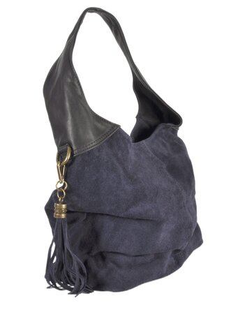 Sac en daim pompon Bleu La Poste