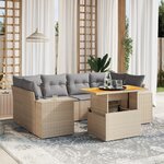 vidaXL Salon de jardin avec coussins 7 Pièces beige résine tressée