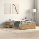 lit vidaXL Artisan Chêne 90x200 cm Bois d'ingénierie