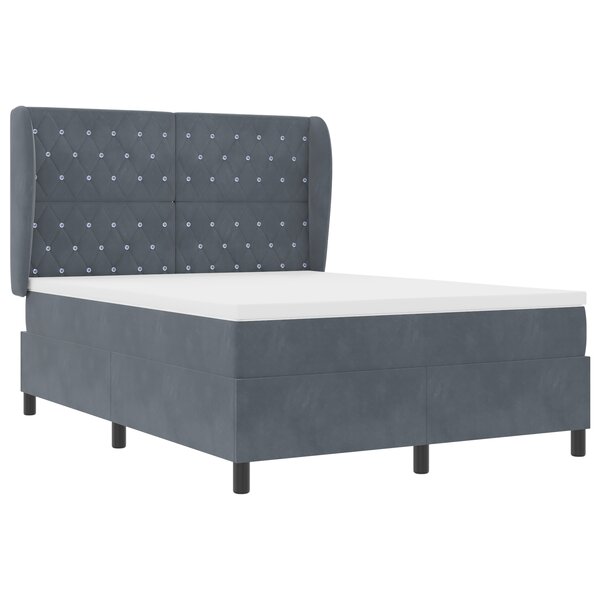 vidaXL Lit avec Matelas Gris Foncé 140x200 cm Velours