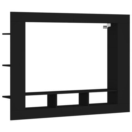 vidaXL Meuble TV noir 152x22x113 cm bois d'ingénierie