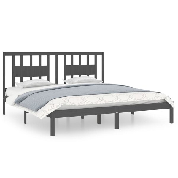 vidaXL Cadre de lit Gris Bois de pin massif 200x200 cm