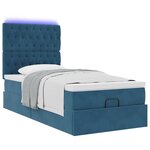 vidaXL Cadre de lit ottoman avec matelas bleu foncé 90x200 cm velours