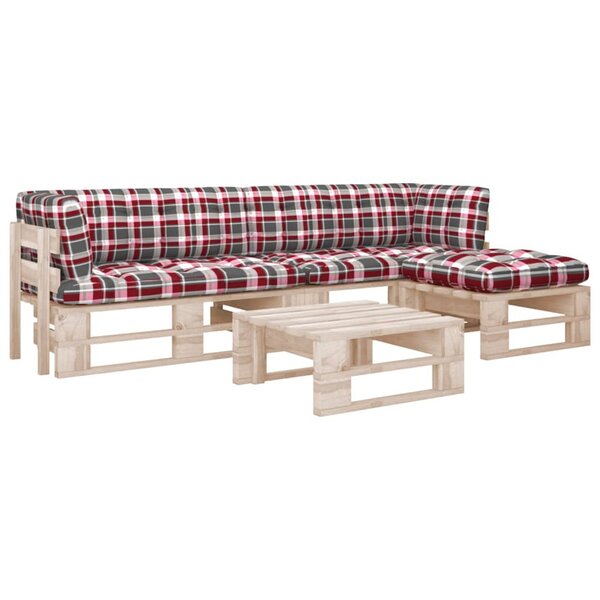 vidaXL Salon de jardin palette 4Pièces avec coussins Bois de pin imprégné