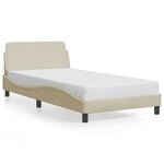 vidaXL Cadre de lit avec tête de lit Crème 100x200 cm Tissu