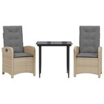 vidaXL Ensemble à manger de jardin et coussins 3 Pièces mélange beige