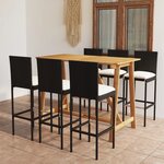 vidaXL Ensemble de bar de jardin avec coussins 7 Pièces Noir