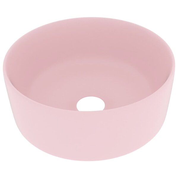 vidaXL Lavabo rond de luxe Rose mat 40x15 cm Céramique