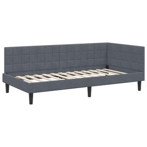 vidaXL Cadre de lit d'angle Gris foncé 90 x 200 cm Velours