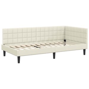 vidaXL Cadre de lit d'angle avec tête de lit Crème 90 x 190 cm Velours