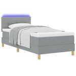 vidaXL Lit à ressort LED avec matelas Gris clair 90 x 200 cm tissu