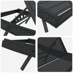 vidaXL Transats 3 Pièces Noir 40 x 40 x 40.5 cm Poly rotin