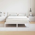 vidaXL Cadre de lit Blanc 220 x 160 cm Bois massif en pin