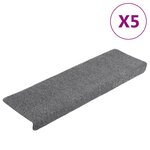 vidaXL Tapis de marches d'escalier 5 Pièces Gris 65x21x4 cm Aiguilleté