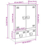 vidaXL Buffet haut noir 67x39x95 cm acier