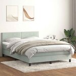 vidaXL Sommier à lattes de lit et matelas gris clair 160x220cm velours