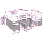 vidaXL Ensemble de canapé de jardin 10 Pièces Marron et rouge Poly rotin