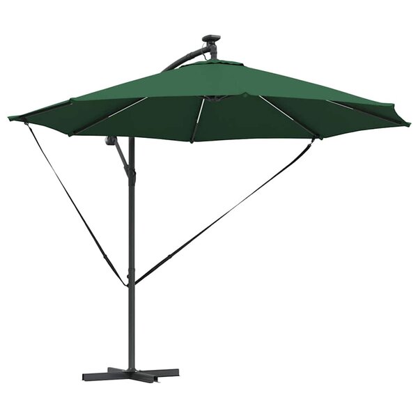 vidaXL Parasol banane à mât déporté Vert 294 x 294 x 248 cm