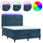 vidaXL Sommier à lattes de lit matelas et LED Bleu foncé 140x190 cm