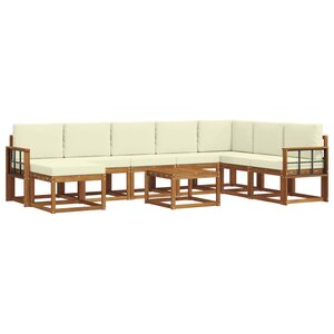 vidaXL Ensemble de canapés d'extérieur 9 pc Naturel et Crème