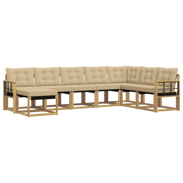 vidaXL Ensemble de canapés d'extérieur 8 Pièces Blanc et Beige