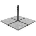 vidaXL Plaques de poids de parasol 4 Pièces Granit Gris Carré 100 kg