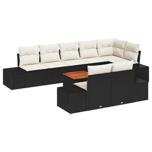 vidaXL Ensemble de canapé de jardin avec stockage 9 Pièces Noir et blanc