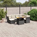 vidaXL Salon de jardin 8 Pièces avec coussins noir résine tressée