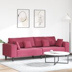 vidaXL Canapé en velours avec coussin avec oreiller Bordeaux 208 cm Velours