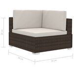 vidaXL Chaises d'angles lot de 2 avec coussins Résine tressée Marron