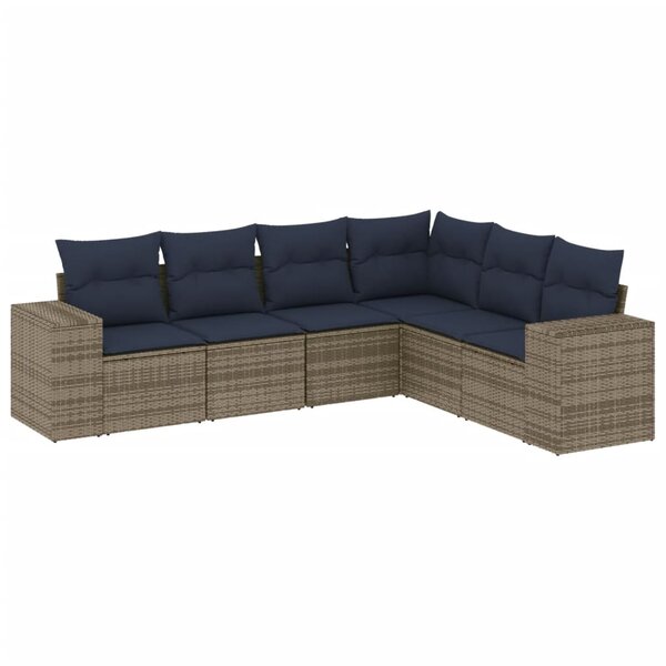 vidaXL Salon de jardin 6 Pièces avec coussins gris résine tressée
