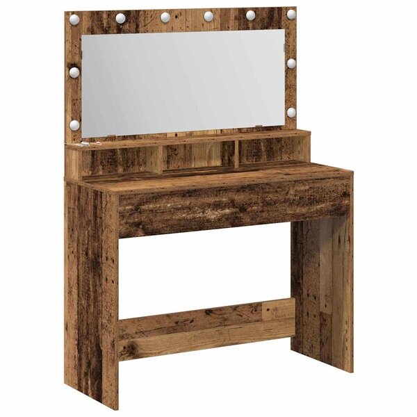 vidaXL Table de Toilette avec étagère Bois ancien 100 x 41 x 135 cm