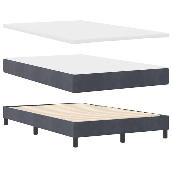vidaXL Lit à ressort LED avec matelas Gris foncé 120 x 190 cm Velours