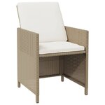 vidaXL Meubles à dîner de jardin et coussins 9 Pièces Poly rotin Beige