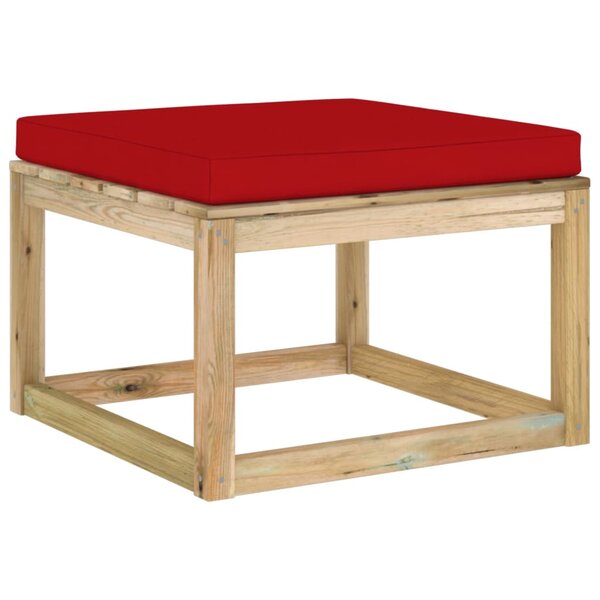 vidaXL Repose-pied de jardin avec coussin bois imprégné de vert
