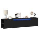 vidaXL Meuble TV mural avec LED noir 180x31x39 5 cm