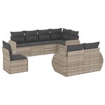 vidaXL Salon de jardin 8 Pièces avec coussins gris clair résine tressée