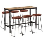 vidaXL Ensemble de bar 7 Pièces bois de manguier brut massif et métal