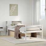 vidaXL Lit bibliothèque sans matelas blanc 75x190cm bois de pin massif