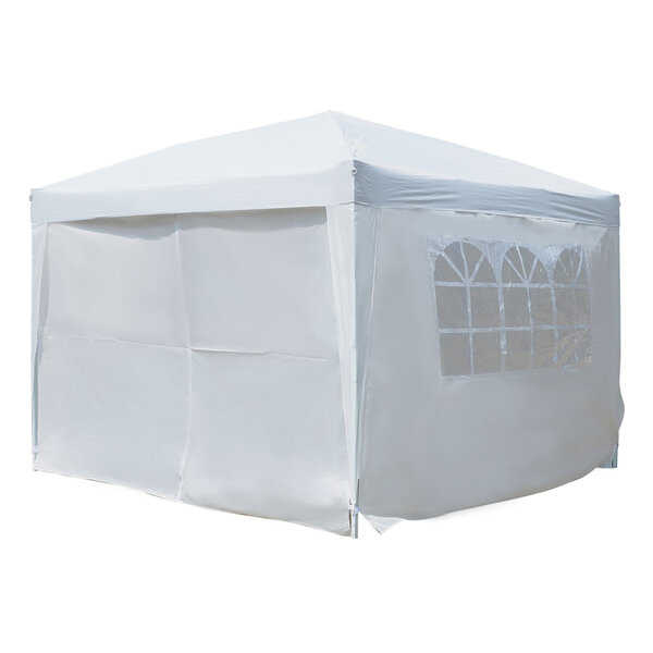 Tonnelle barnum tente de réception pliante 3 x 3 x 2,55 m avec fenêtres + sac de transport blanc