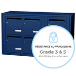 Bloc collectif leabox.com 3x2 grade 3 simple face Intérieur fixation murale Bleu Saphir RAL 5003 finition brillante